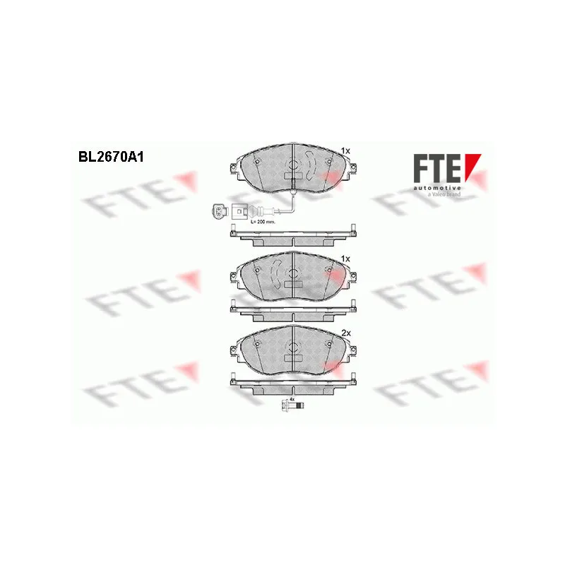 Jeu de 4 plaquettes de frein avant FTE BL2670A1
