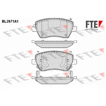 Jeu de 4 plaquettes de frein avant FTE BL2671A1