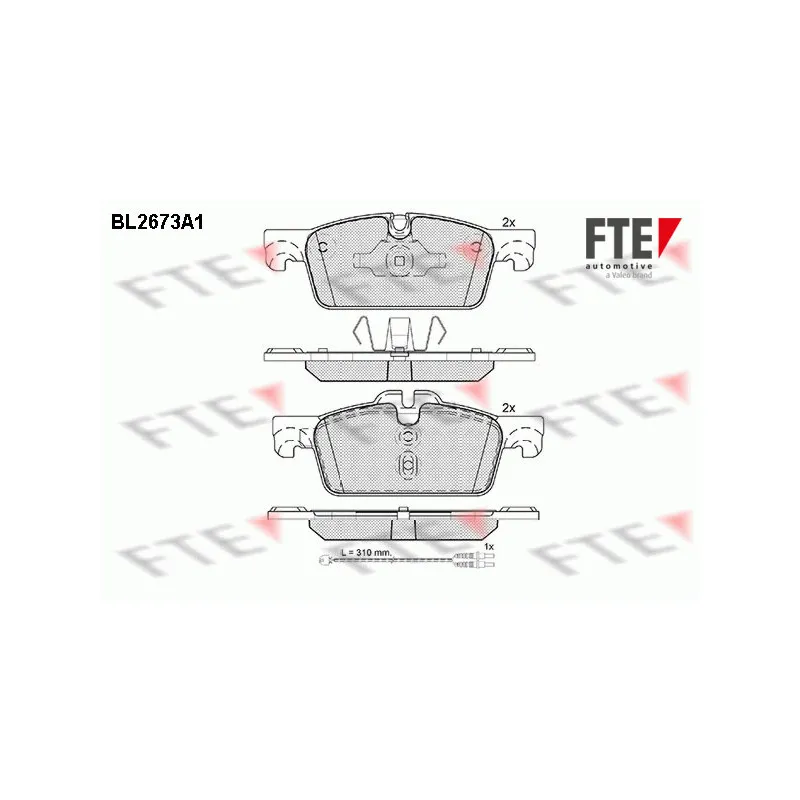 Jeu de 4 plaquettes de frein avant FTE BL2673A1