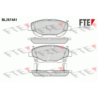 Jeu de 4 plaquettes de frein avant FTE BL2674A1