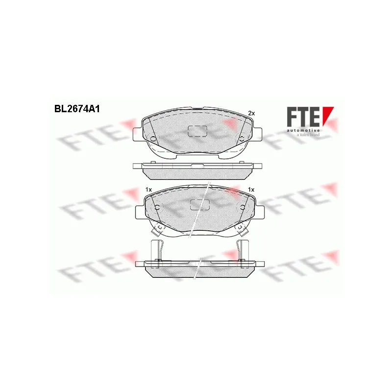 Jeu de 4 plaquettes de frein avant FTE BL2674A1