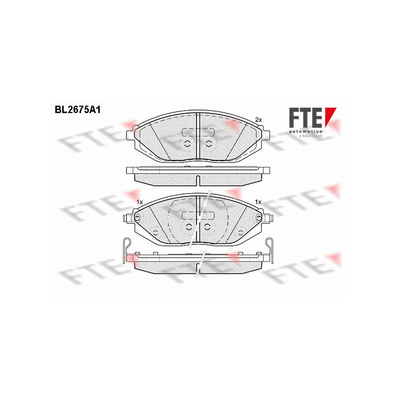 Jeu de 4 plaquettes de frein avant FTE BL2675A1