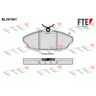 Jeu de 4 plaquettes de frein avant FTE BL2678A1