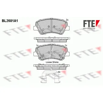 Jeu de 4 plaquettes de frein avant FTE BL2681A1