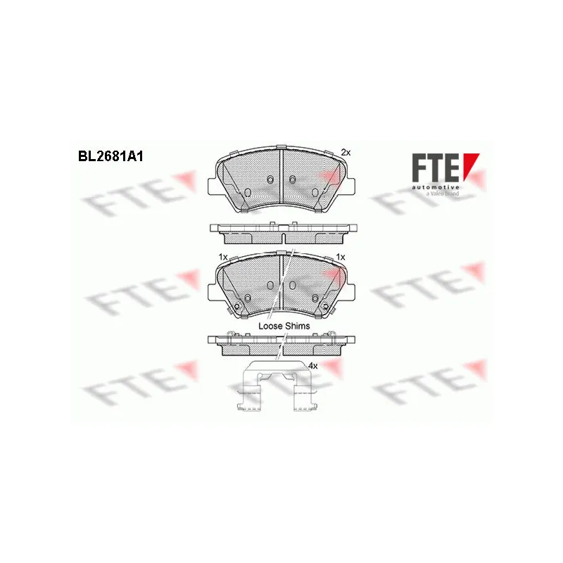 Jeu de 4 plaquettes de frein avant FTE BL2681A1
