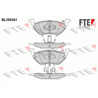 Jeu de 4 plaquettes de frein arrière FTE BL2683A1