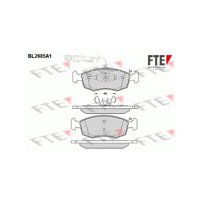Jeu de 4 plaquettes de frein avant FTE BL2685A1
