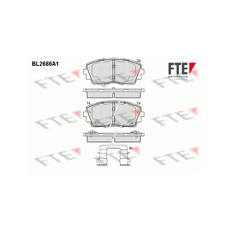 Jeu de 4 plaquettes de frein avant FTE BL2686A1