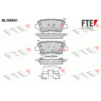 Jeu de 4 plaquettes de frein arrière FTE BL2688A1