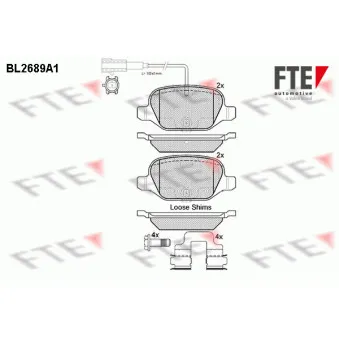 Jeu de 4 plaquettes de frein arrière FTE BL2689A1