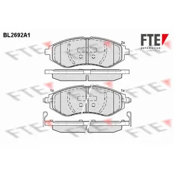 Jeu de 4 plaquettes de frein avant FTE BL2692A1