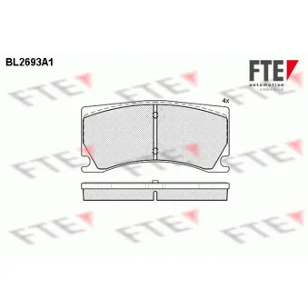 Jeu de 4 plaquettes de frein arrière FTE BL2693A1