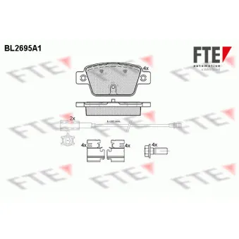 Jeu de 4 plaquettes de frein arrière FTE BL2695A1