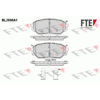 Jeu de 4 plaquettes de frein avant FTE BL2696A1