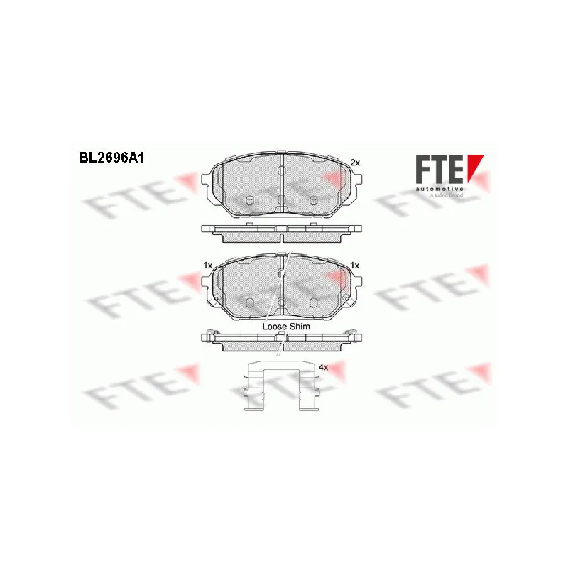 Jeu de 4 plaquettes de frein avant FTE BL2696A1