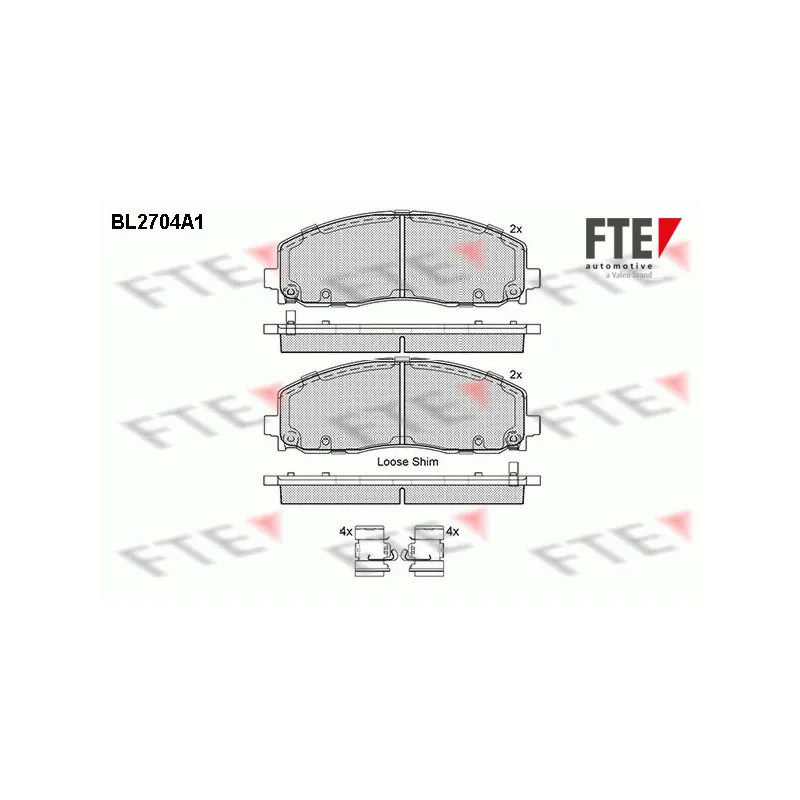 Jeu de 4 plaquettes de frein avant FTE BL2704A1