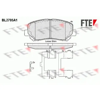 Jeu de 4 plaquettes de frein avant FTE BL2705A1