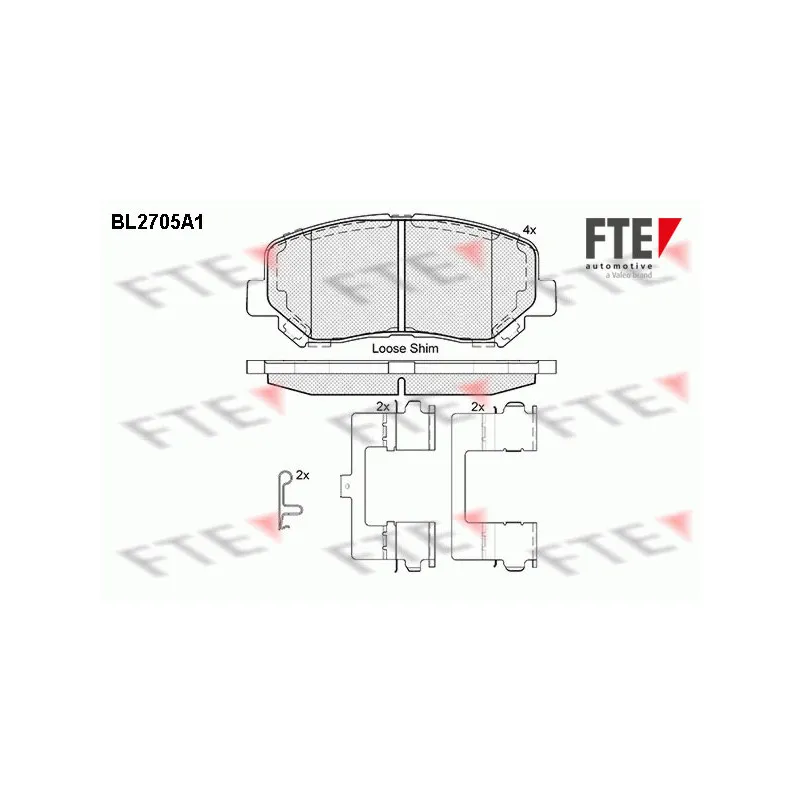 Jeu de 4 plaquettes de frein avant FTE BL2705A1