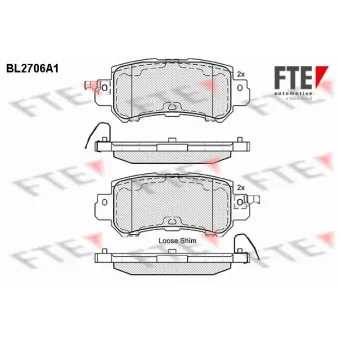 Jeu de 4 plaquettes de frein arrière FTE BL2706A1