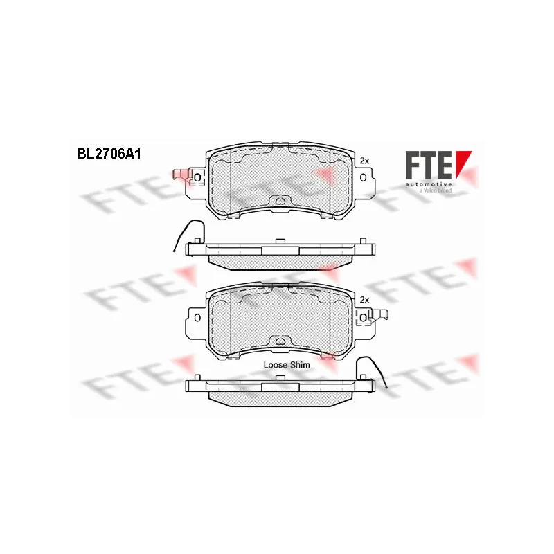 Jeu de 4 plaquettes de frein arrière FTE BL2706A1