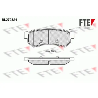 Jeu de 4 plaquettes de frein arrière FTE BL2708A1