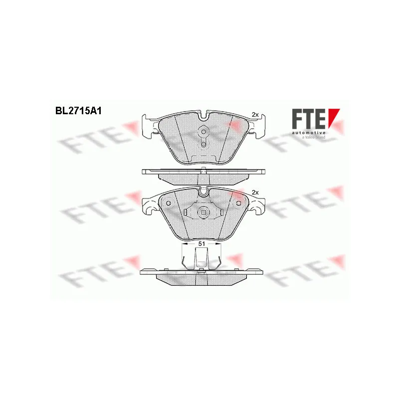 Jeu de 4 plaquettes de frein avant FTE BL2715A1