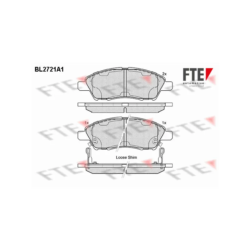 Jeu de 4 plaquettes de frein avant FTE BL2721A1