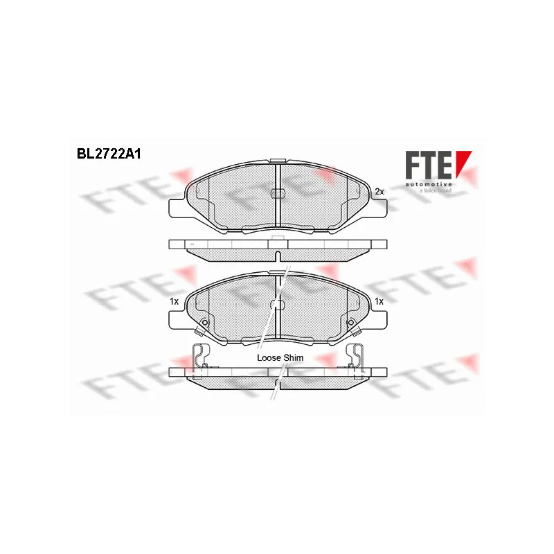 Jeu de 4 plaquettes de frein avant FTE BL2722A1