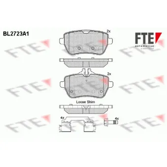 Jeu de 4 plaquettes de frein arrière FTE BL2723A1