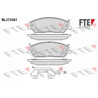 Jeu de 4 plaquettes de frein avant FTE BL2724A1