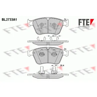 Jeu de 4 plaquettes de frein avant FTE BL2733A1