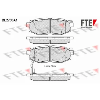 Jeu de 4 plaquettes de frein arrière FTE BL2736A1