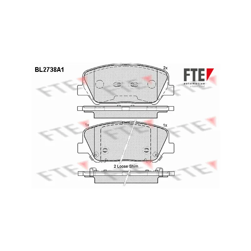 Jeu de 4 plaquettes de frein avant FTE BL2738A1