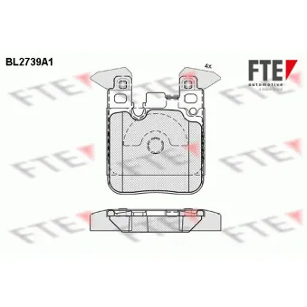 Jeu de 4 plaquettes de frein arrière FTE BL2739A1