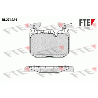 Jeu de 4 plaquettes de frein avant FTE BL2740A1