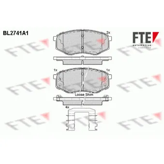 Jeu de 4 plaquettes de frein avant FTE BL2741A1