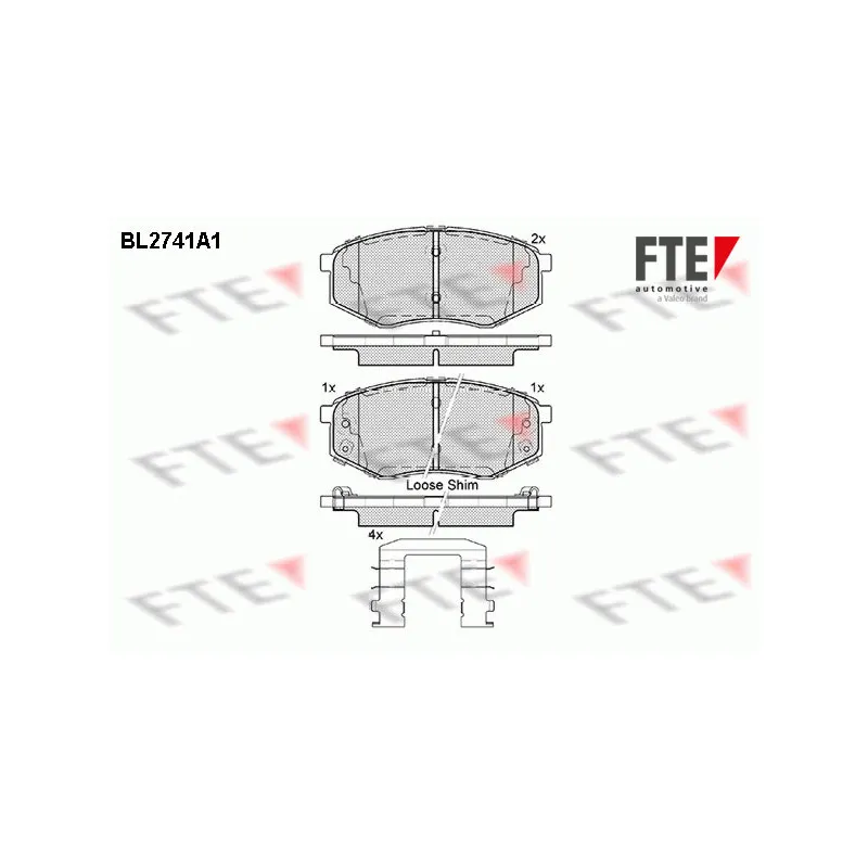 Jeu de 4 plaquettes de frein avant FTE BL2741A1