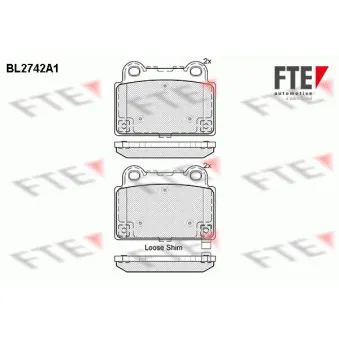 Jeu de 4 plaquettes de frein arrière FTE BL2742A1