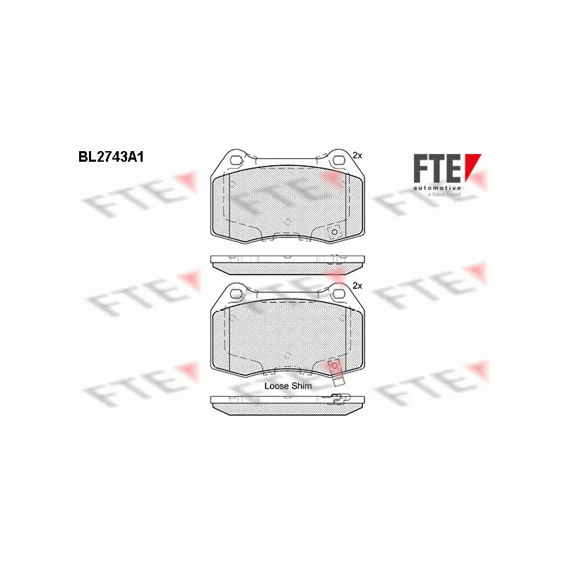 Jeu de 4 plaquettes de frein arrière FTE BL2743A1
