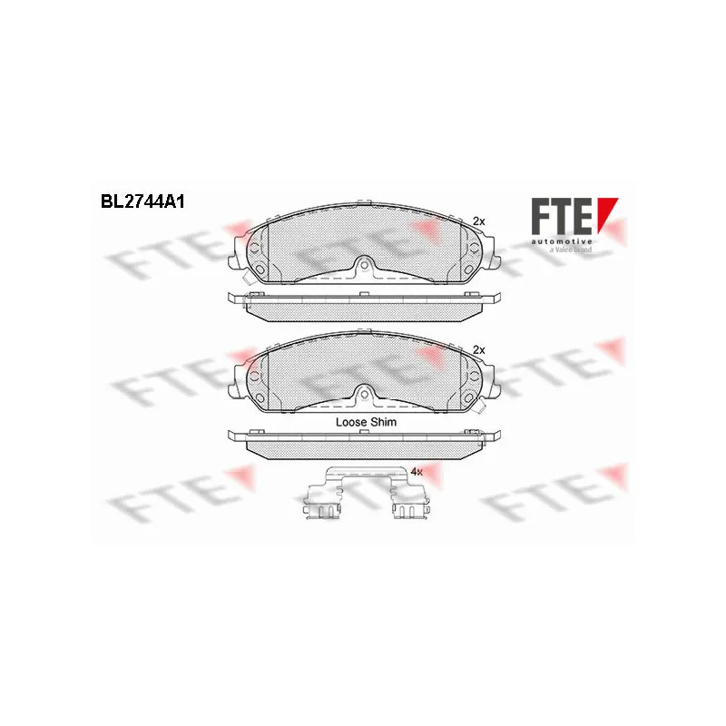Jeu de 4 plaquettes de frein avant FTE BL2744A1