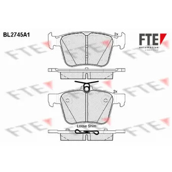 Jeu de 4 plaquettes de frein arrière FTE BL2745A1