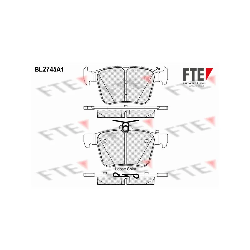 Jeu de 4 plaquettes de frein arrière FTE BL2745A1