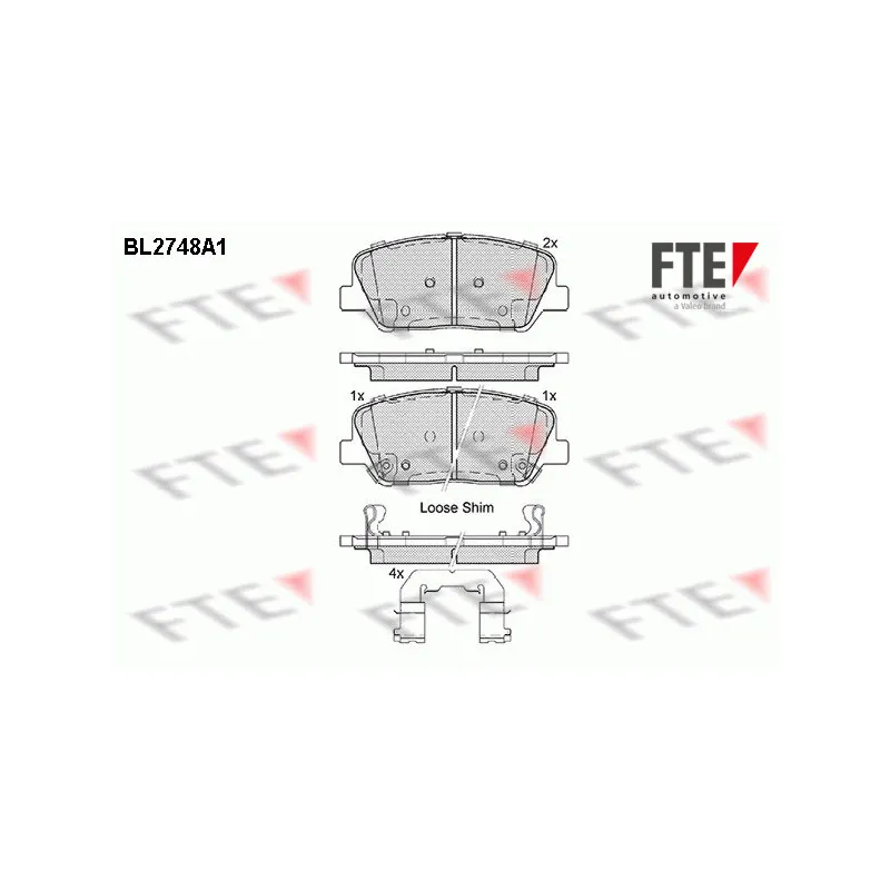 Jeu de 4 plaquettes de frein avant FTE BL2748A1