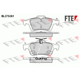 Jeu de 4 plaquettes de frein arrière FTE BL2752A1
