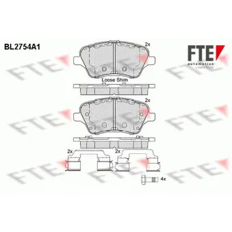 Jeu de 4 plaquettes de frein avant FTE BL2754A1