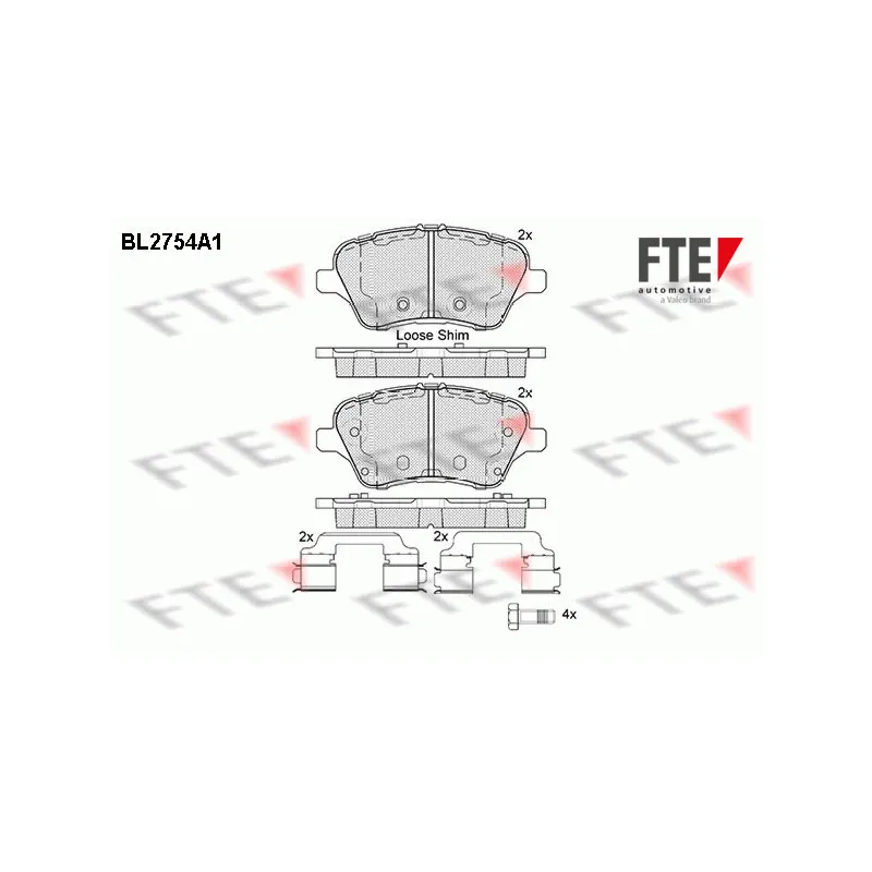 Jeu de 4 plaquettes de frein avant FTE BL2754A1
