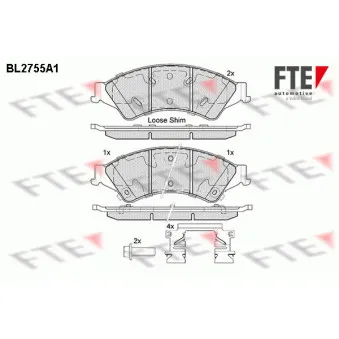 Jeu de 4 plaquettes de frein avant FTE BL2755A1