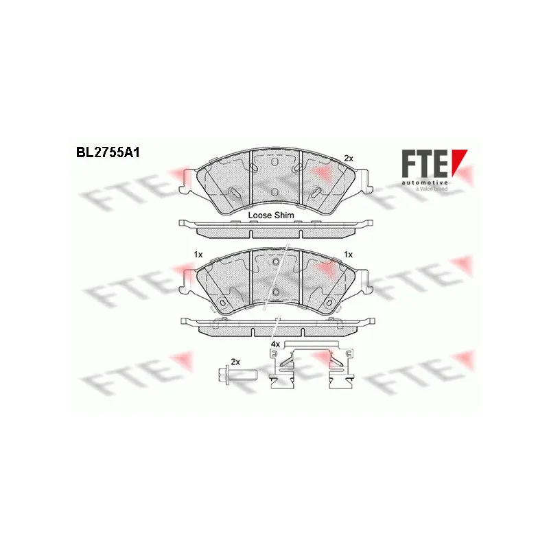 Jeu de 4 plaquettes de frein avant FTE BL2755A1