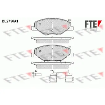 Jeu de 4 plaquettes de frein avant FTE BL2756A1