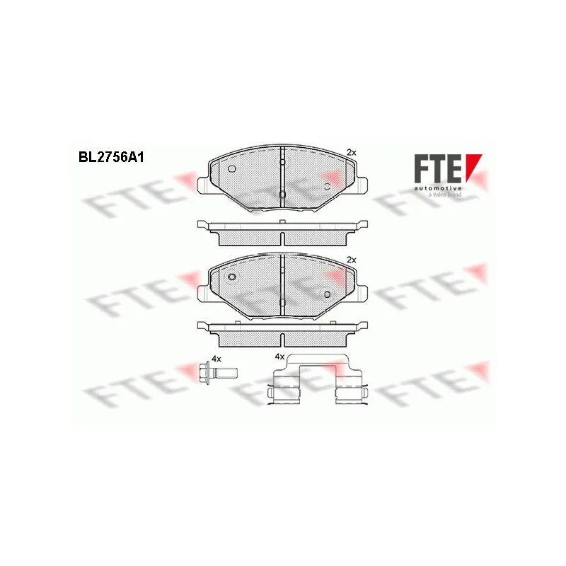 Jeu de 4 plaquettes de frein avant FTE BL2756A1